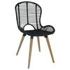 vidaXL Dining Chair Set of 6 Black Natural rattan Standard Ergonomic