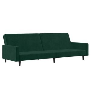 vidaXL Sofa Bed Dark Green Velvet, Wood, Plastic Standard