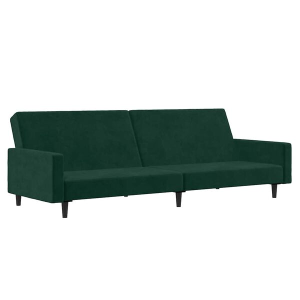 vidaXL Sofa Bed Dark Green Velvet, Wood, Plastic Standard