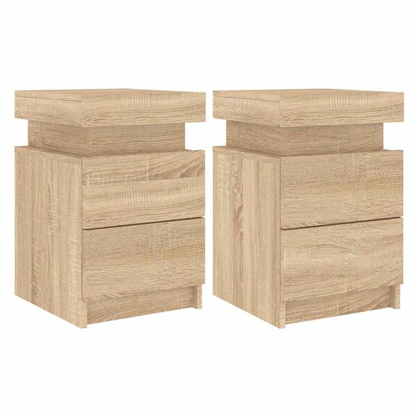 vidaXL Bedside Cabinet Set of 2 Sonoma Oak Engineered wood