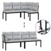 vidaXL Garden Sofa Set Black Powder-Coated Steel Large Modular