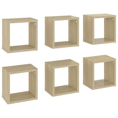 vidaXL Wall Cube Shelves 6 pcs Sonoma Oak 8.7"x5.9"x8.7"