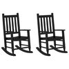 vidaXL Rocking Chair Set of 2 Black Solid Poplar Wood 17.3-20.1 in