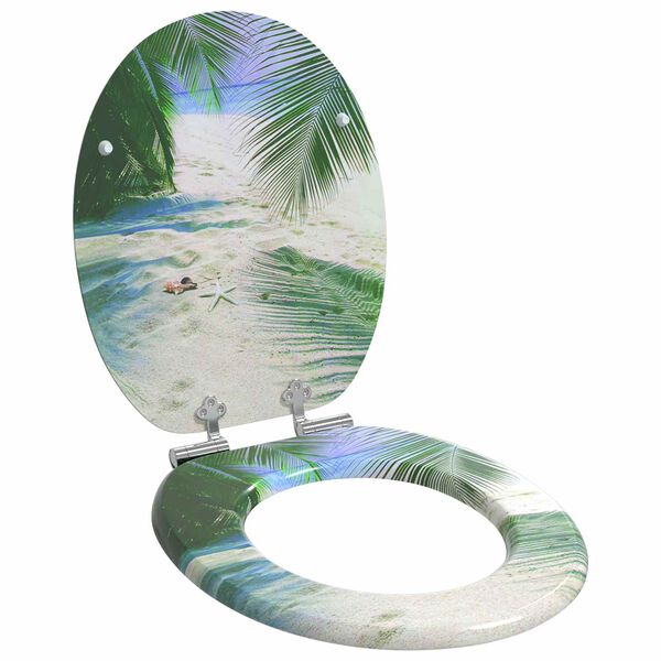 vidaXL WC Toilet Seats with Soft Close Lid 2 pcs MDF Beach Design (2x146918)