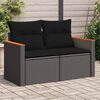 vidaXL Garden Sofa Black PE rattan, powder-coated steel, solid acacia wood