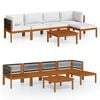 vidaXL Garden Lounge Set Cream, Warm brown Solid Acacia wood Medium