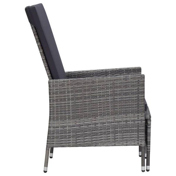 vidaXL Armchair Grey PE rattan Medium Adjustable Armrests Armchair