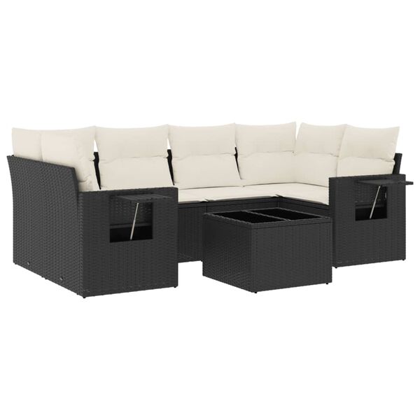 vidaXL Patio Sofa Set Black, Cream White