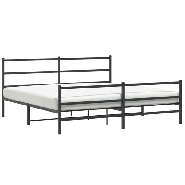 vidaXL Bed Frame Black Powder-Coated Steel 76 x 79.9 in Bed Frame