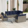 vidaXL 8 Piece Patio Sofa Set with Cushions Gray Poly Rattan
