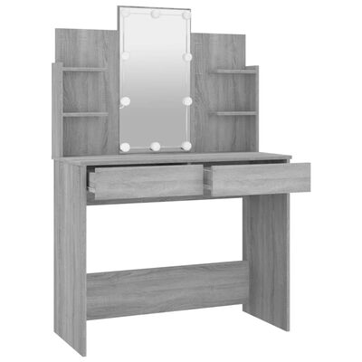vidaXL Dressing Table with LED Gray Sonoma 37.8"x15.7"x55.9"