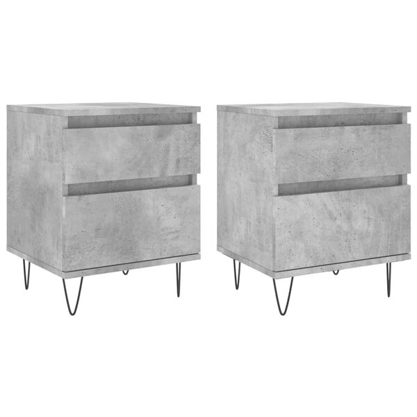 vidaXL Bedside Cabinet Set of 2 Concrete Grey Engineered wood, metal