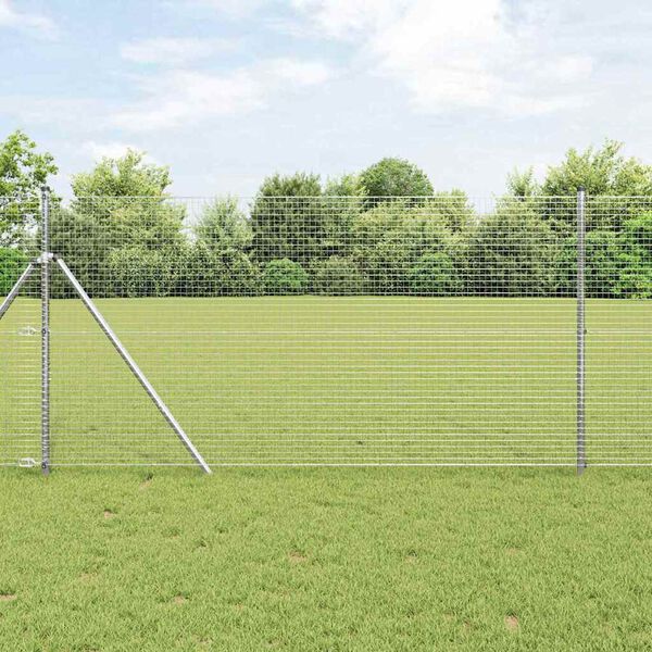 vidaXL Welded Wire Fence Silver 4.6'x 82'