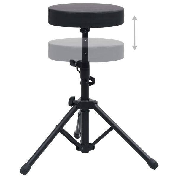 vidaXL Adjustable Drum Stool Black Round
