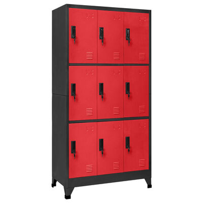 vidaXL Locker Cabinet Anthracite and Red 35.4"x17.7"x70.9" Steel
