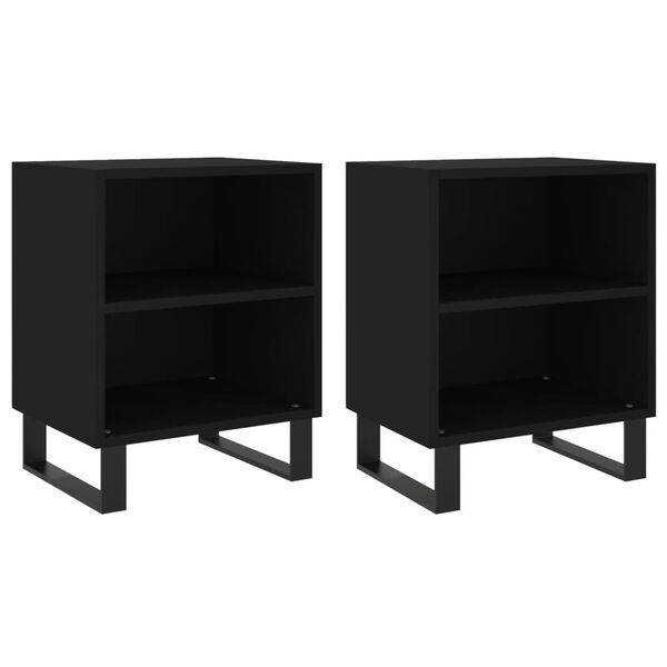 vidaXL Bedside Cabinet Set of 2 Black Engineered wood Medium