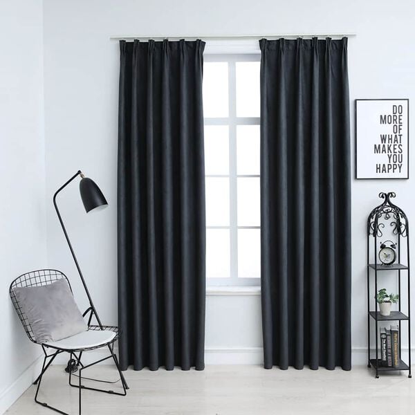 vidaXL Blackout Curtains with Hooks 2 pcs Anthracite 55.1x88.6"