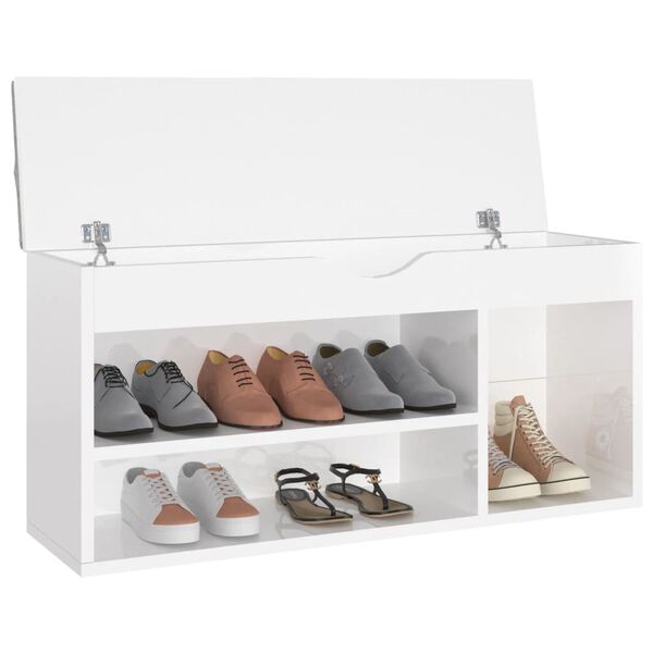 vidaXL Shoe Bench High gloss white Engineered wood 40.9 x 11.8 x 19.3 in