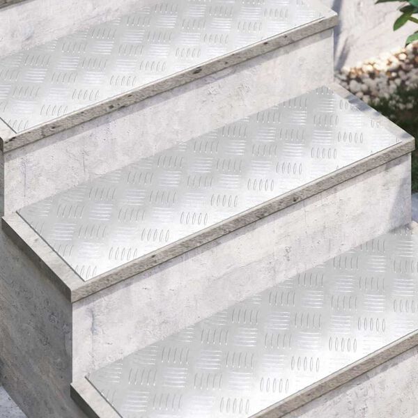 vidaXL Stair Tread Rectangular 4 pcs Silver 29.53 x 9.84 in Aluminium