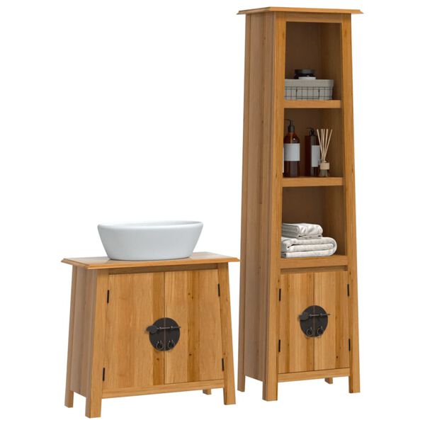 vidaXL Bathroom Furniture Set Natural Wood Solid pine wood Medium
