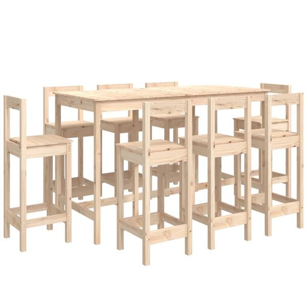vidaXL Bar Set Natural Wood Solid pine wood Large Seats Many Bar Set