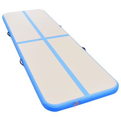 vidaXL Inflatable Gymnastics Mat with Pump 236.2"x39.3"x3.9" PVC Blue