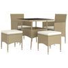 vidaXL Garden Dining Set Beige, Cream White