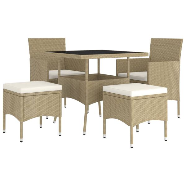 vidaXL Garden Dining Set Beige, Cream White