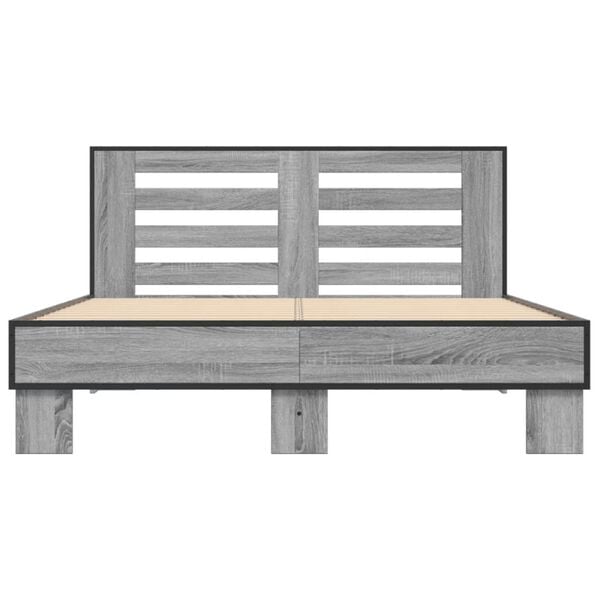 vidaXL Bed Frame Grey Sonoma Engineered Wood, Metal, Plywood Small Double