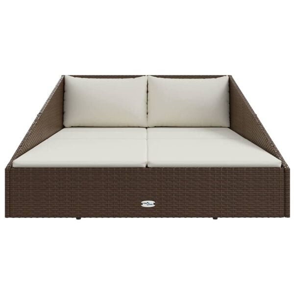 vidaXL Daybed Brown, Cream White PE Rattan, Polyester, Steel