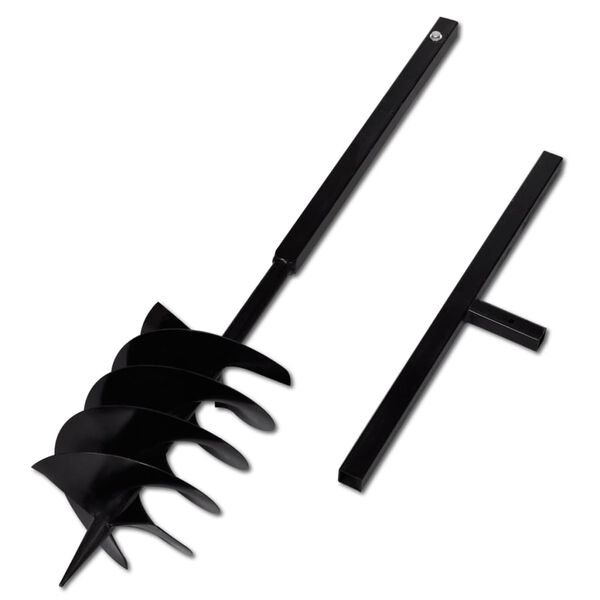 vidaXL Ground Drill Handle Auger Bit 7.87" Black Three Spirals Steel