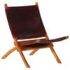 vidaXL Relaxing Chair Dark brown Goat leather, Solid acacia wood Medium