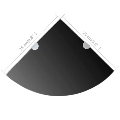 vidaXL Corner Shelf with Chrome Supports Glass Black 9.8"x9.8"