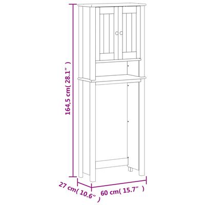 vidaXL Over-the-Toilet Storage BERG Black 23.6"x10.6"x64.8" Solid Wood