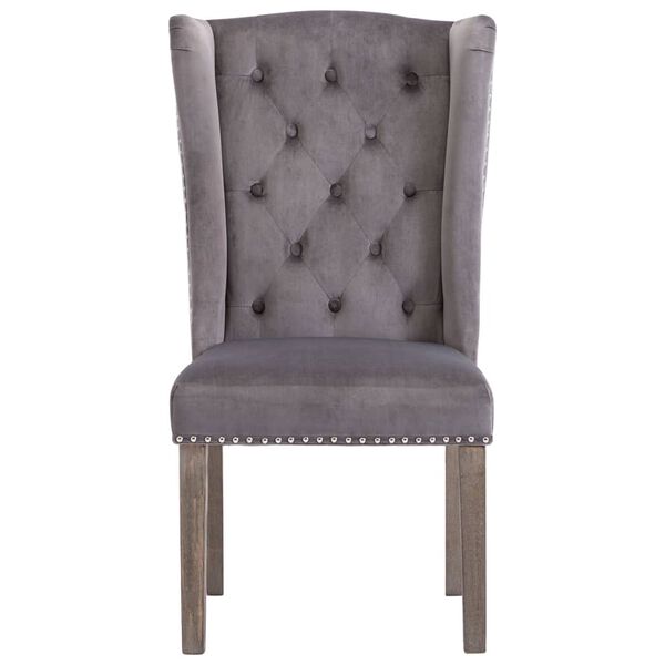 vidaXL Dining Chair Set of 4 Grey Velvet Standard Decorative Inlays