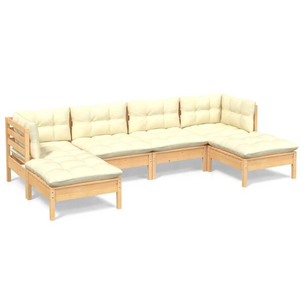 vidaXL Garden Lounge Set Cream and natural wood