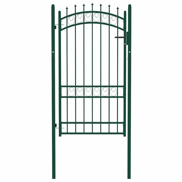 vidaXL Fence Gate with Spikes Steel 39.4x68.9" Green