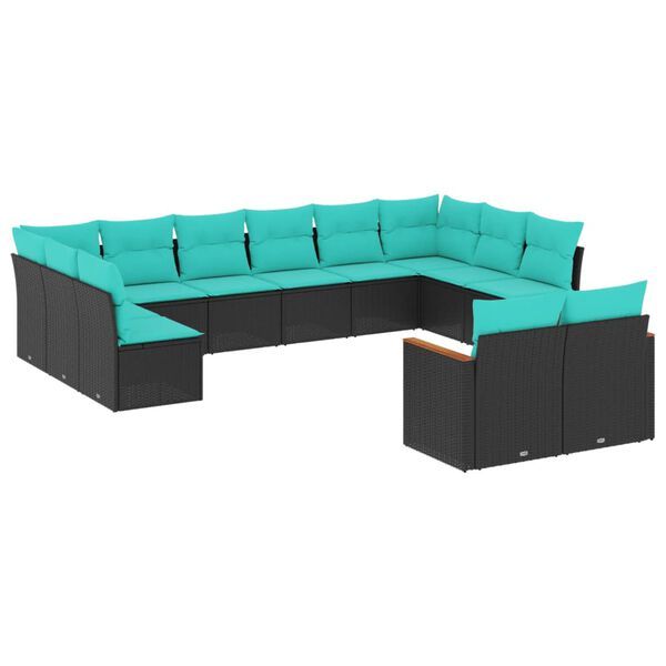 vidaXL Patio Sofa Set Black and Blue