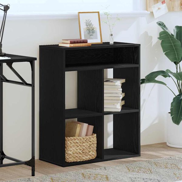 vidaXL Book Cabinet Black Engineered Wood Medium Book Cabinet