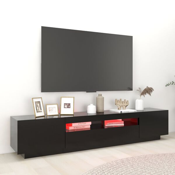 vidaXL TV Cabinet Black Engineered Wood 78.7 x 13.8 x 15.7 in TV Cabinet