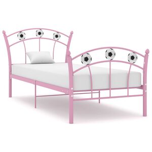 vidaXL Bed Frame Pink Powder-coated metal Twin Durable Bed Frame