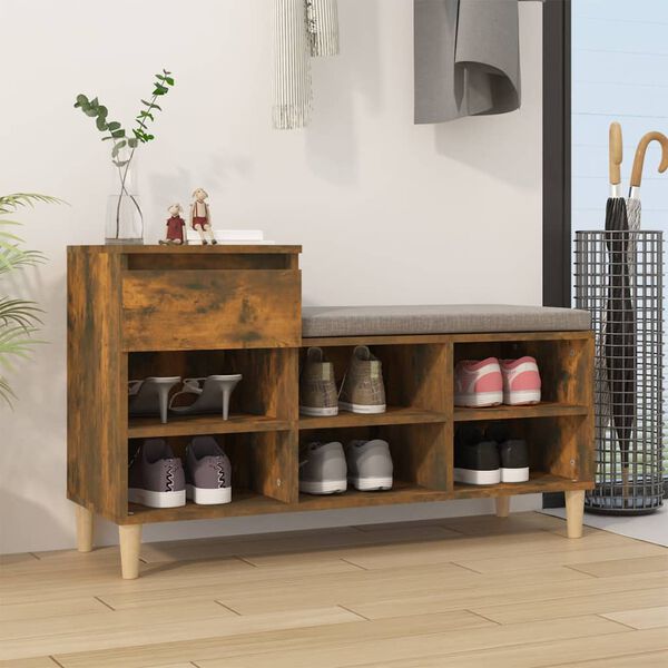vidaXL Shoe Cabinet Smoked Oak Engineered wood Medium