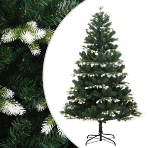 vidaXL Artificial Hinged Christmas Tree Green and white PVC, PE, Metal