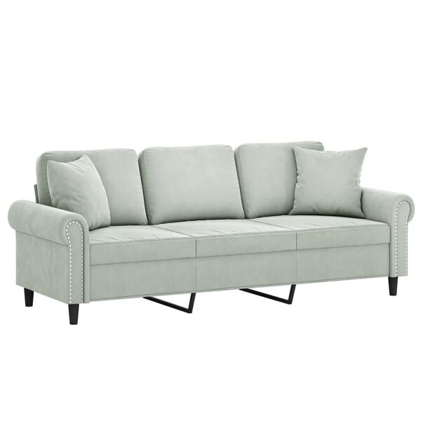 vidaXL 3-seater Sofa Light grey Velvet (100% polyester), metal, textilene