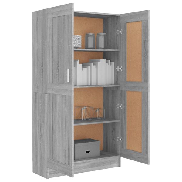 vidaXL Book Cabinet Grey Sonoma Engineered Wood Tall Book Cabinet
