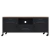 vidaXL TV Cabinet Black Iron and Solid Fir Wood 43.3 x 11.8 x 16.9 in