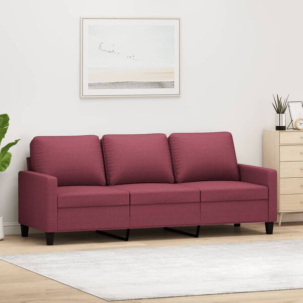 vidaXL 3-Seater Sofa Wine Red Fabric (100% polyester), Metal, Textilene