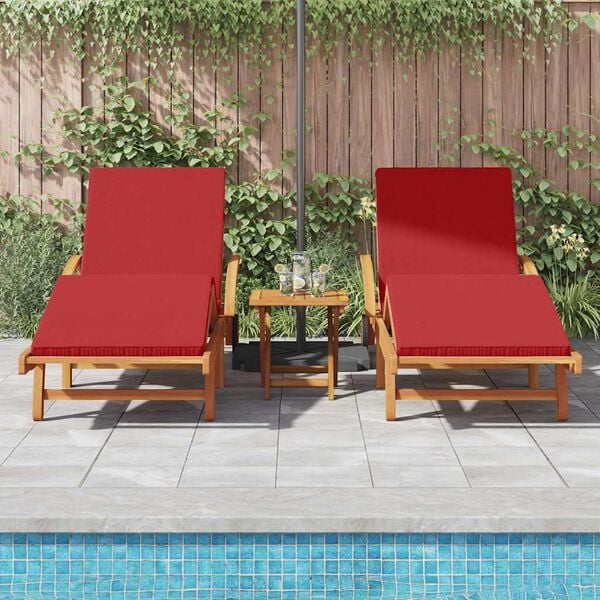 vidaXL Sun Lounger 2 pcs Red 200 x 67 x 84cm Solid Acacia wood