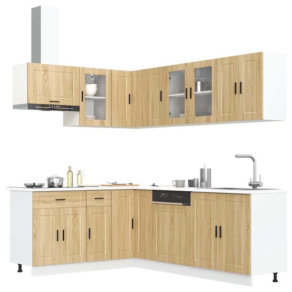 vidaXL Kitchen Cabinet Set Sonoma oak Engineered wood and glass Large
