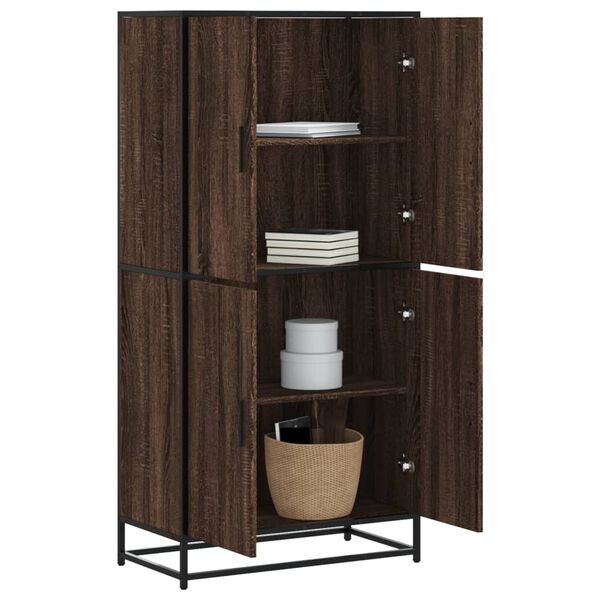 vidaXL Highboard Brown Oak Engineered Wood, Metal Standard Highboard